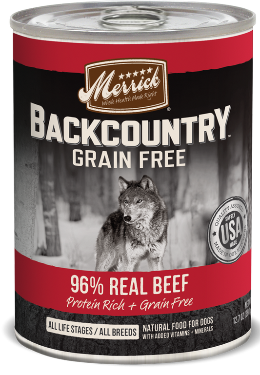 Merrick Backcountry Grain Free 96% Beef Recipe Canned Dog Food