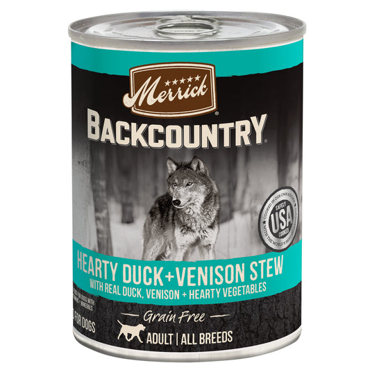 Merrick Backcountry Grain Free Hearty Duck and Venison Stew Canned Dog Food