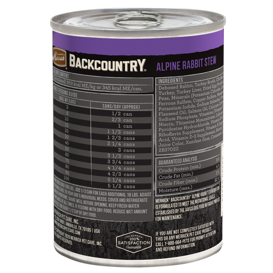 Merrick Backcountry Grain Free Alpine Rabbit Stew Canned Dog Food