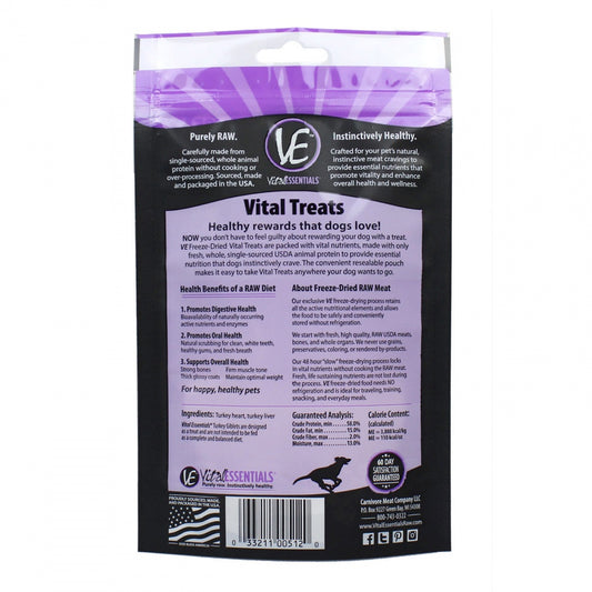 Vital Essentials Freeze Dried Turkey Giblets Vital Treats for Dogs