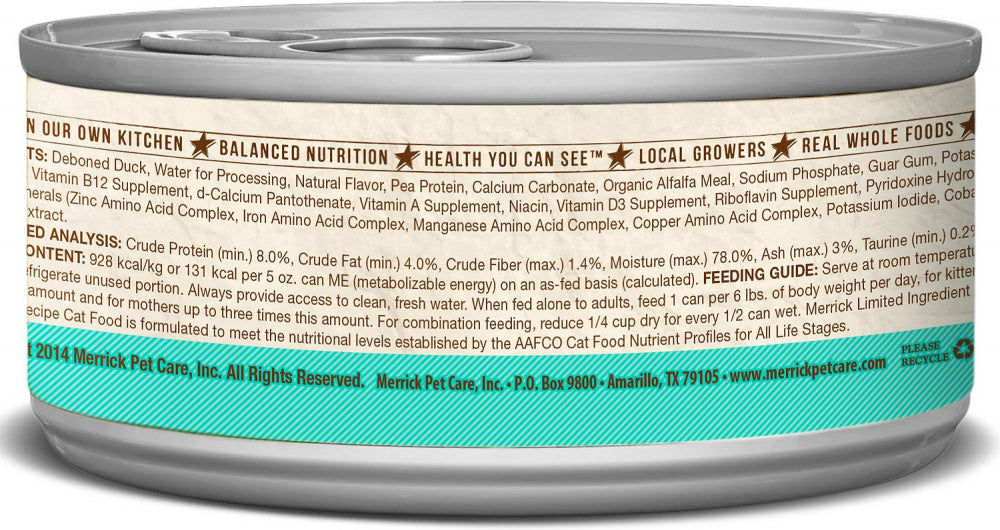 Merrick Limited Ingredient Diet Grain Free Real Duck Pate Canned Cat Food