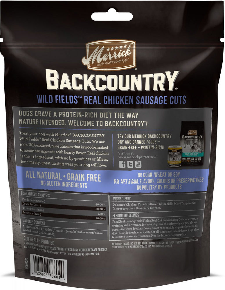 Merrick Backcountry Wild Prairie Grain Free Chicken Sausage Cuts Dog Treats