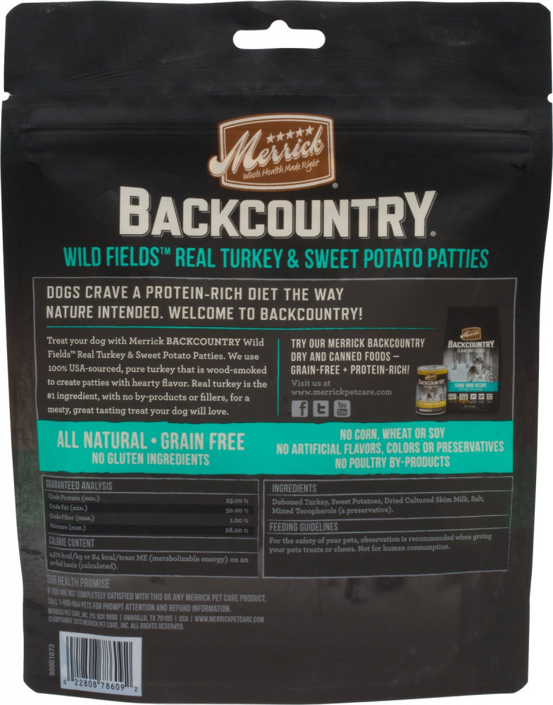 Merrick Backcountry Wild Prairie Grain Free Real Turkey and Sweet Potato Pattie Dog Treats