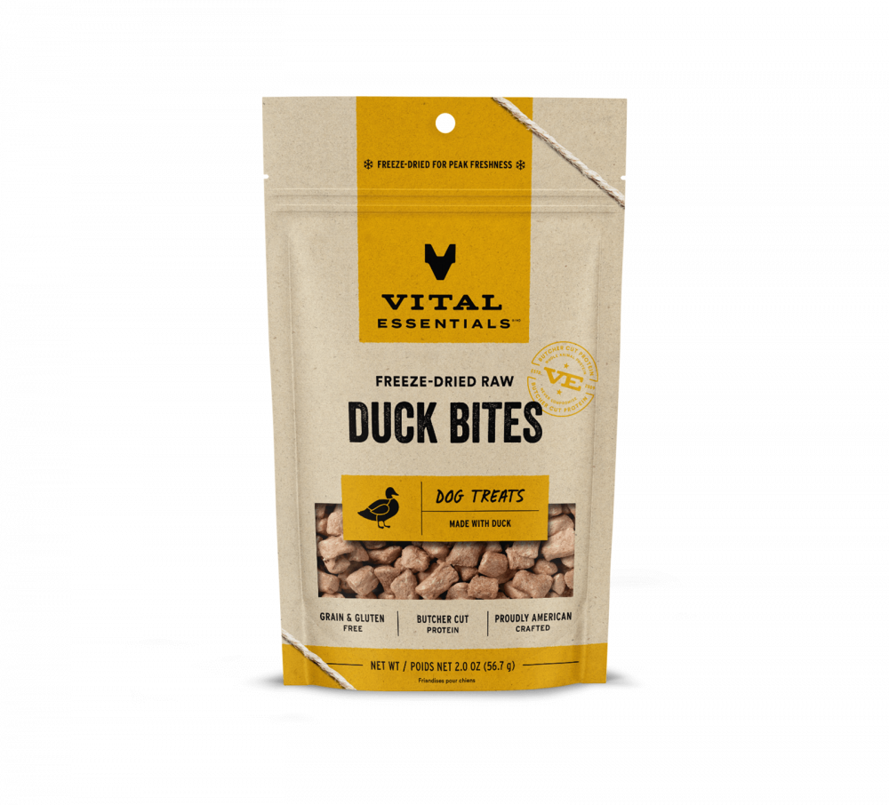 Vital Essentials Freeze Dried Vital Treats Grain Free Duck Nibs Dog Treats