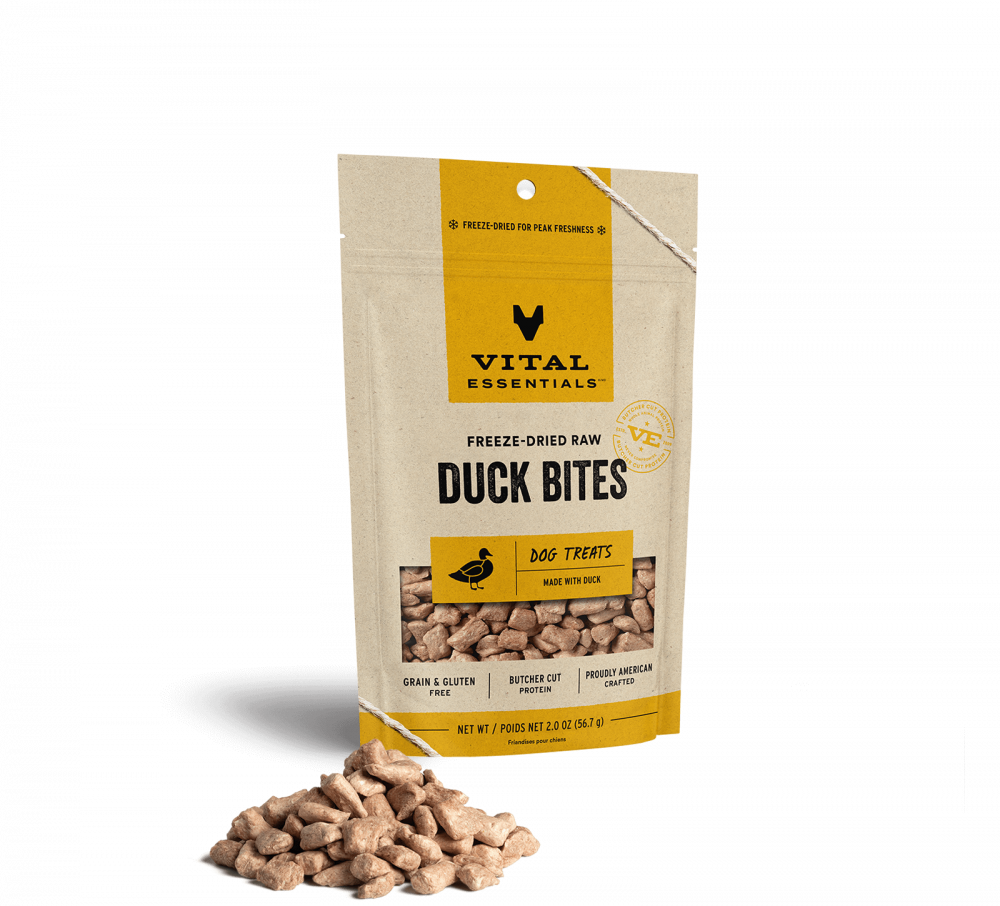 Vital Essentials Freeze Dried Vital Treats Grain Free Duck Nibs Dog Treats