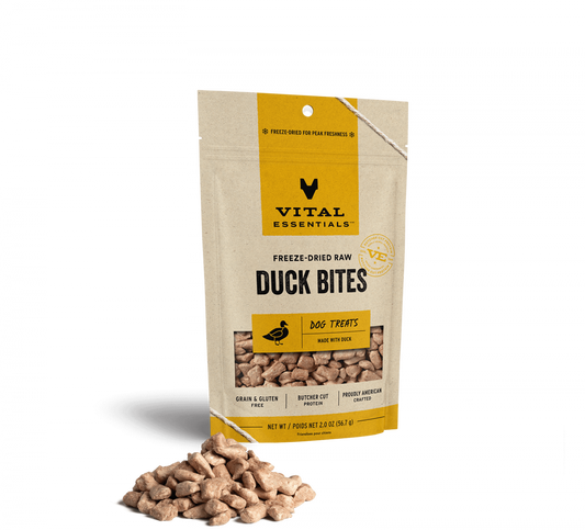 Vital Essentials Freeze Dried Vital Treats Grain Free Duck Nibs Dog Treats