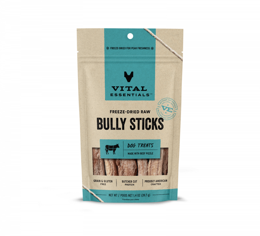 Vital Essentials Freeze Dried Vital Treats Grain Free Bully Sticks Dog Treats