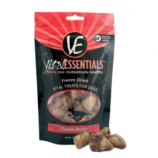 Vital Essentials Freeze Dried Vital Treats Grain Free Chicken Hearts Dog Treats