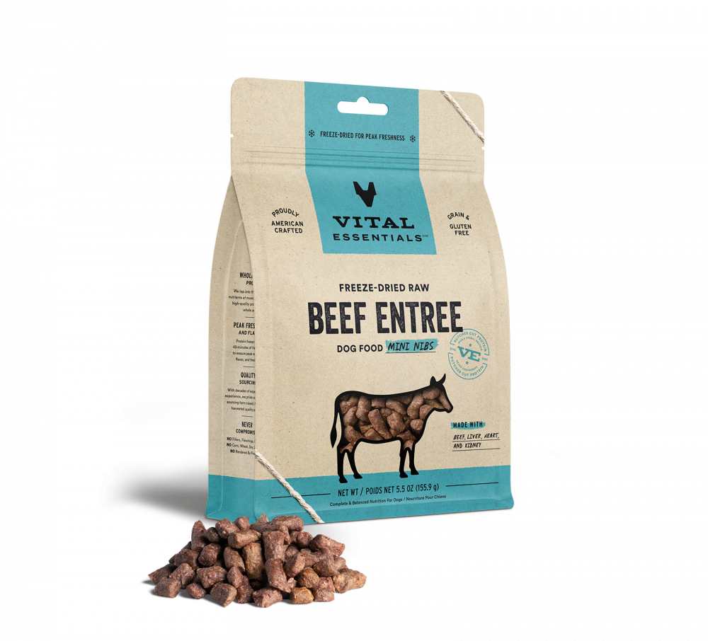 Vital Essentials Freeze Dried Grain Free Beef Mini Nibs Entree for Dogs Food