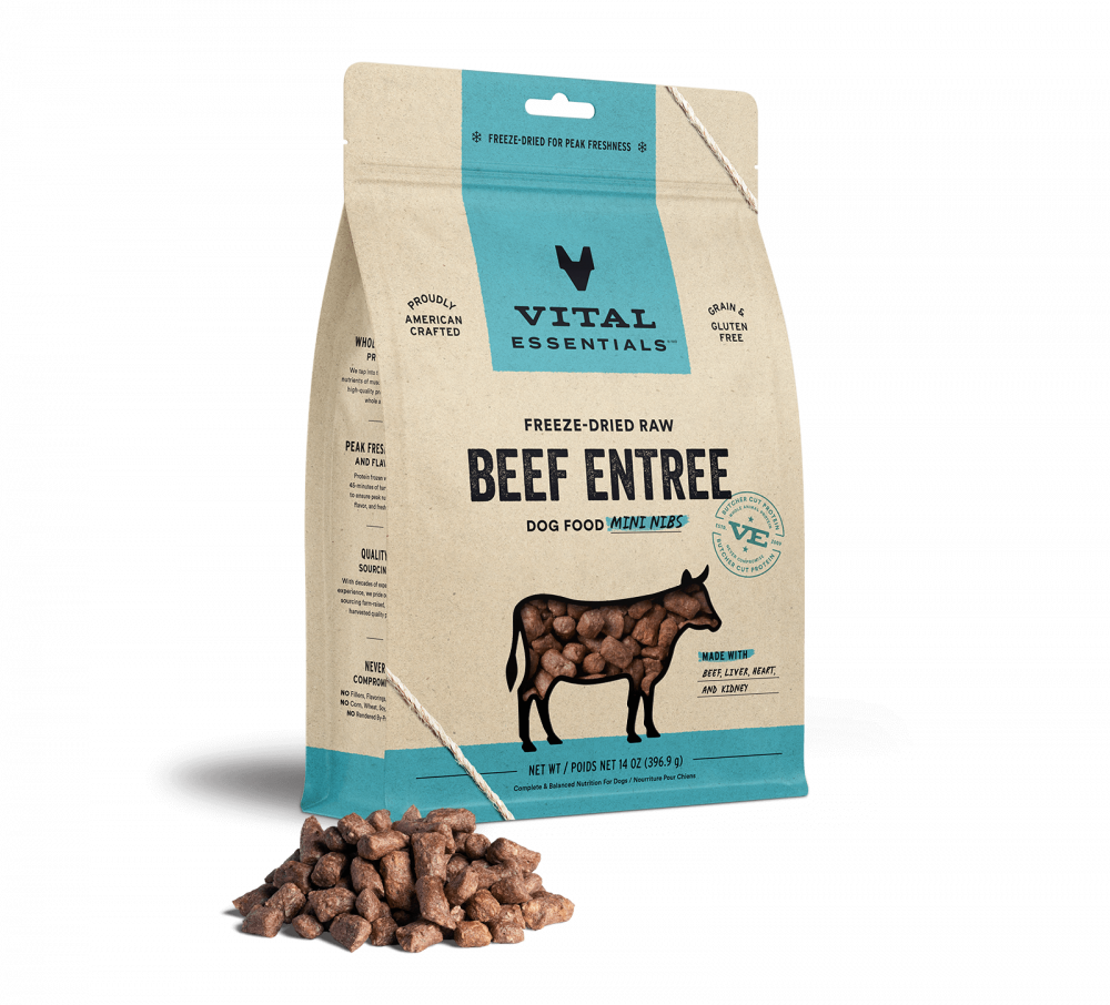 Vital Essentials Freeze Dried Grain Free Beef Mini Nibs Entree for Dogs Food