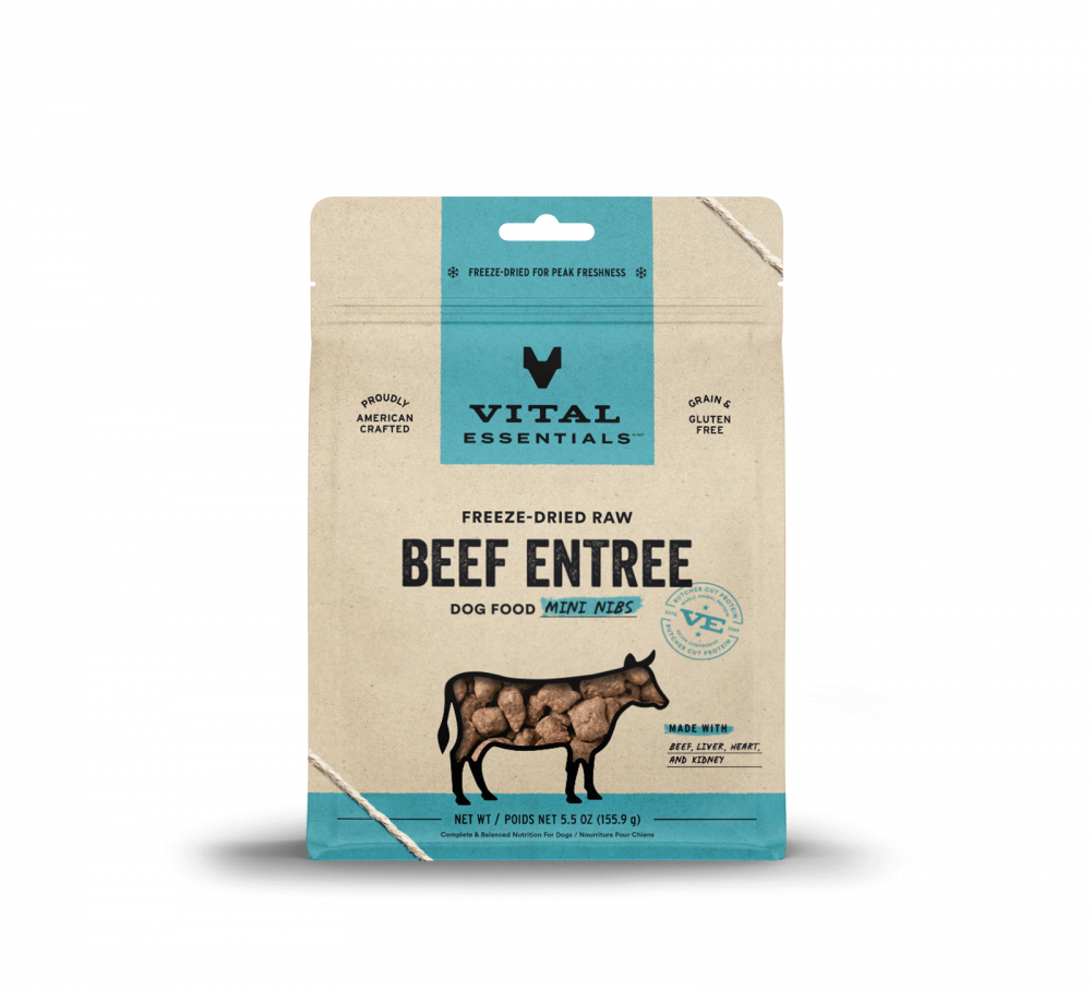 Vital Essentials Freeze Dried Grain Free Beef Mini Nibs Entree for Dogs Food