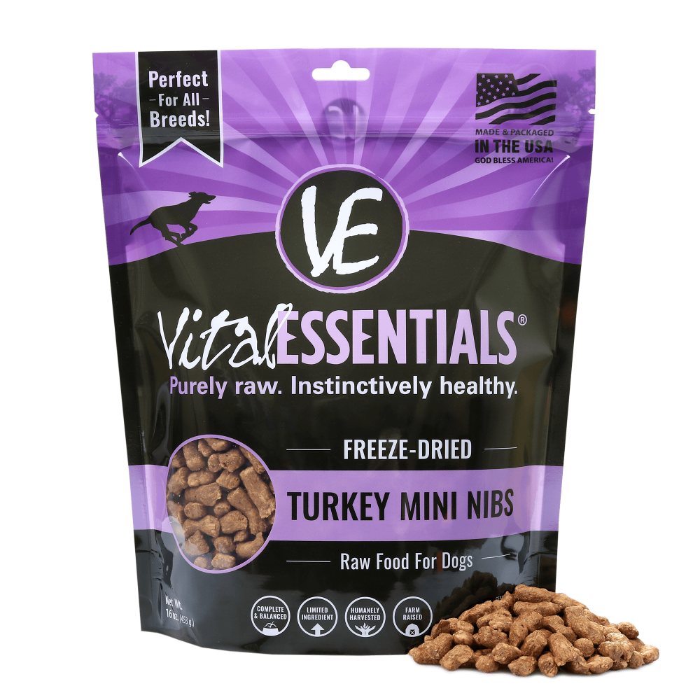 Vital Essentials Freeze Dried Grain Free Turkey Mini Nibs Entree for Dogs Food