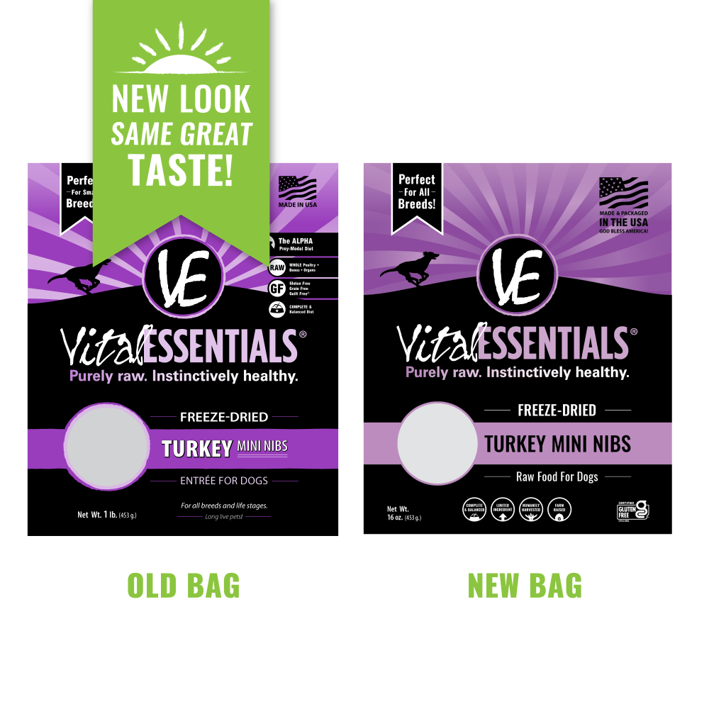 Vital Essentials Freeze Dried Grain Free Turkey Mini Nibs Entree for Dogs Food