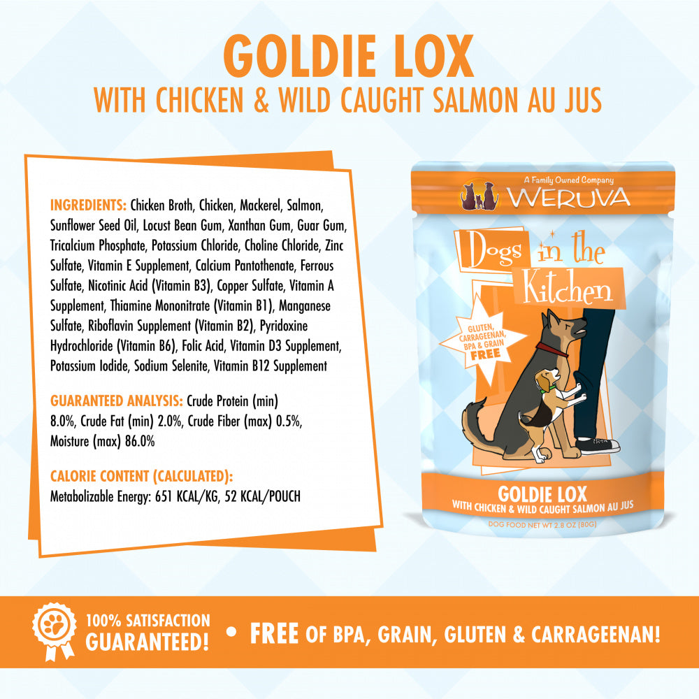 Weruva Dogs in the Kitchen Goldie Lox Grain Free Chicken & Salmon Dog Food Pouches