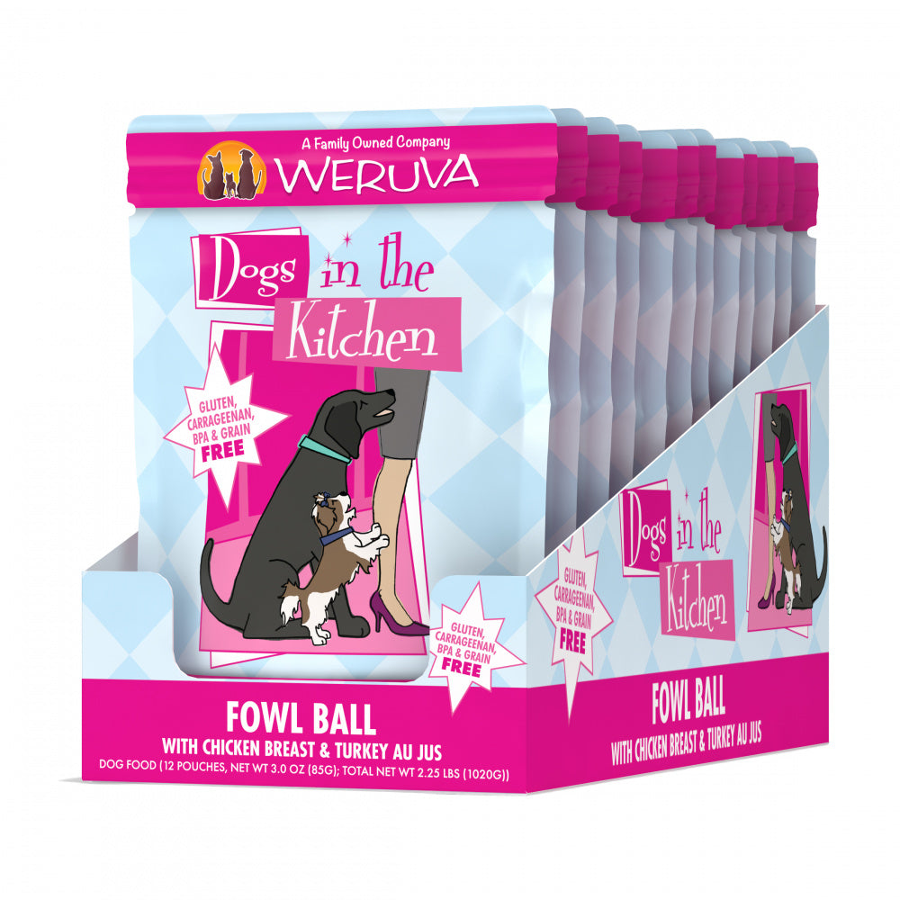 Weruva Dogs in the Kitchen Fowl Ball Grain Free Chicken & Turkey Dog Food Pouch