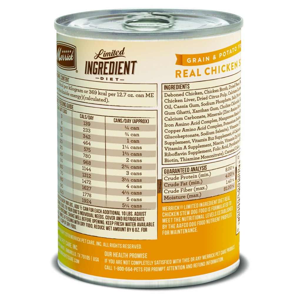 Merrick Limited Ingredient Diet Grain Free Real Chicken Stew Canned Dog Food