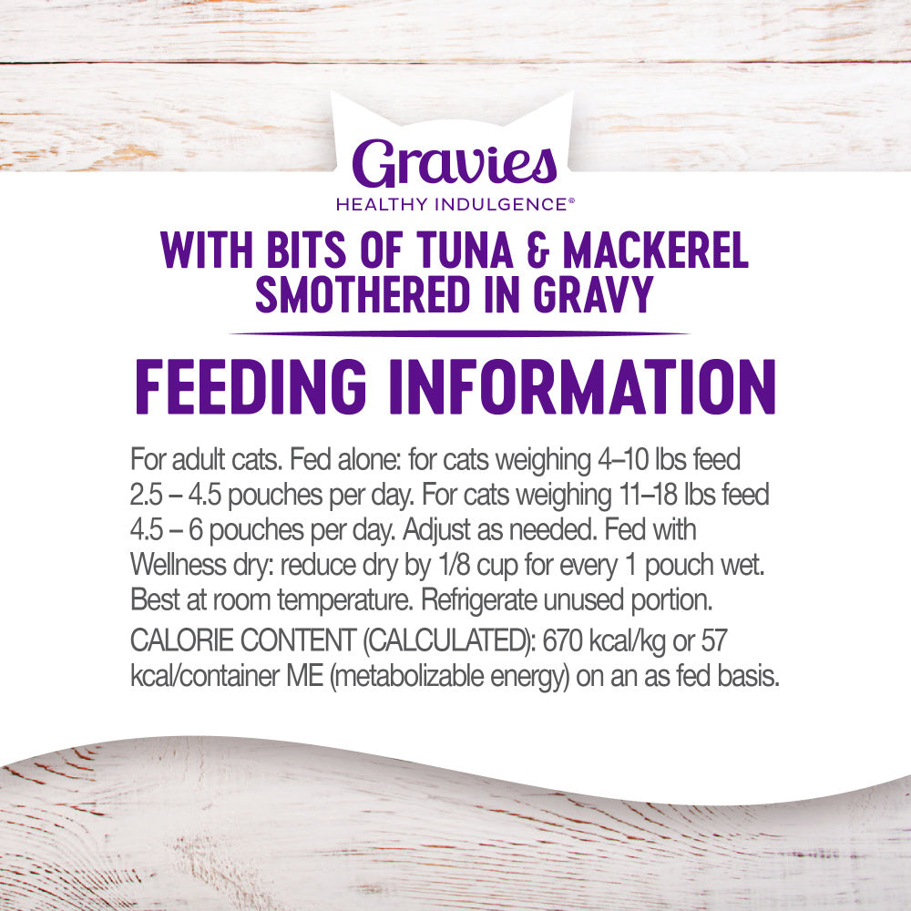 Wellness Healthy Indulgence Natural Grain Free Gravies with Tuna and Mackerel in Gravy Cat Food Pouch