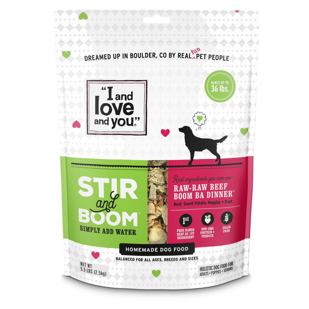 I and Love and You Grain Free Stir and Boom Raw Raw Beef Boom Ba Dehydrated Raw Dog Food