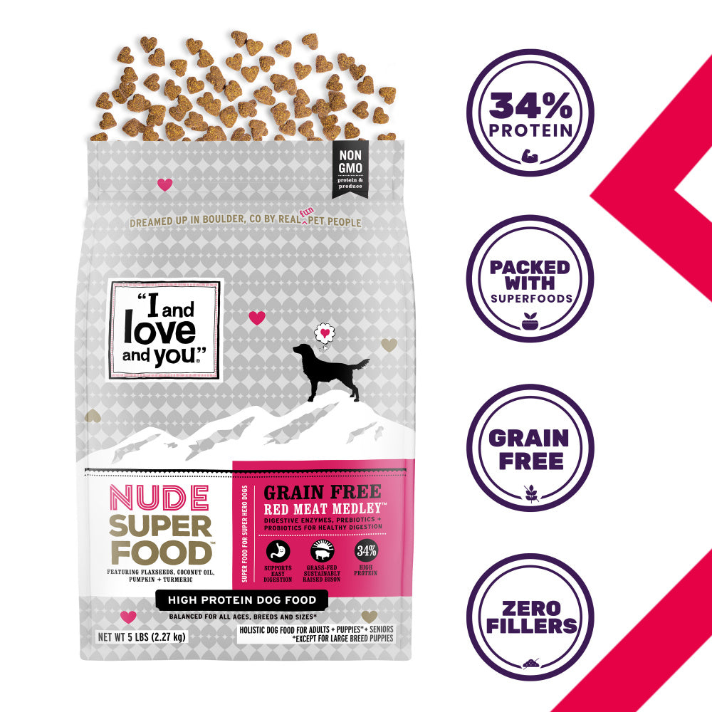 I and Love and You Grain Free Nude Super Food Red Meat Medley Dry Dog Food