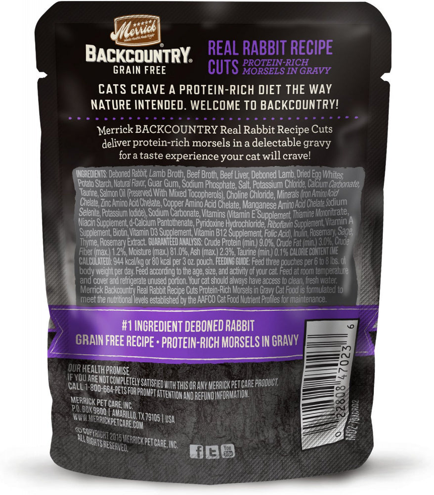 Merrick Backcountry Grain Free Real Rabbit Cuts Recipe Cat Food Pouch