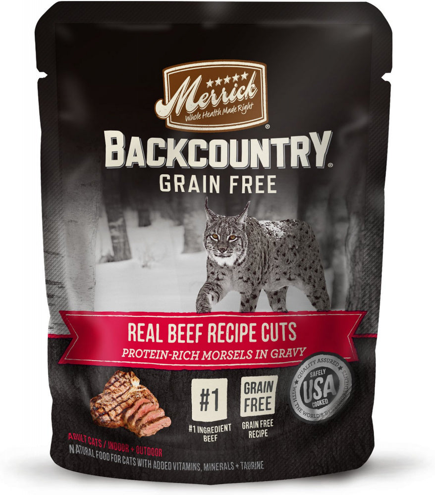 Merrick Backcountry Grain Free Real Beef Cuts Recipe Cat Food Pouch