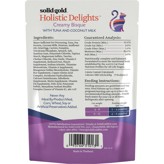 Solid Gold Grain Free Holistic Delights Tuna & Coconut Milk Creamy Bisque Cat Food Pouches