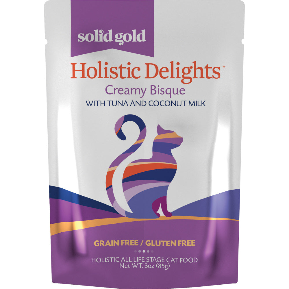 Solid Gold Grain Free Holistic Delights Tuna & Coconut Milk Creamy Bisque Cat Food Pouches