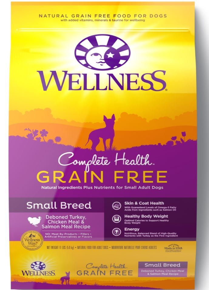 Wellness Complete Health Grain Free Small Breed Deboned Turkey, Chicken Meal and Salmon Meal Recipe Dry Dog Food