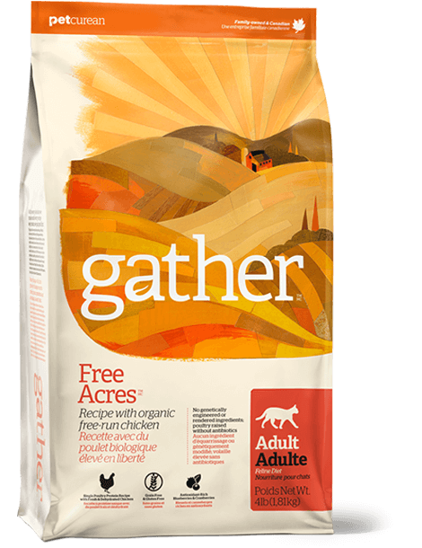 Petcurean Gather Free Acres Organic Free-Run Grain Free Chicken Recipe Adult Dry Cat Food