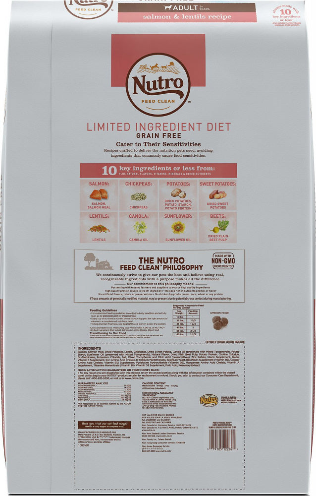 Nutro Limited Ingredient Diet Grain Free Adult Salmon and Sweet Potato Dry Dog Food