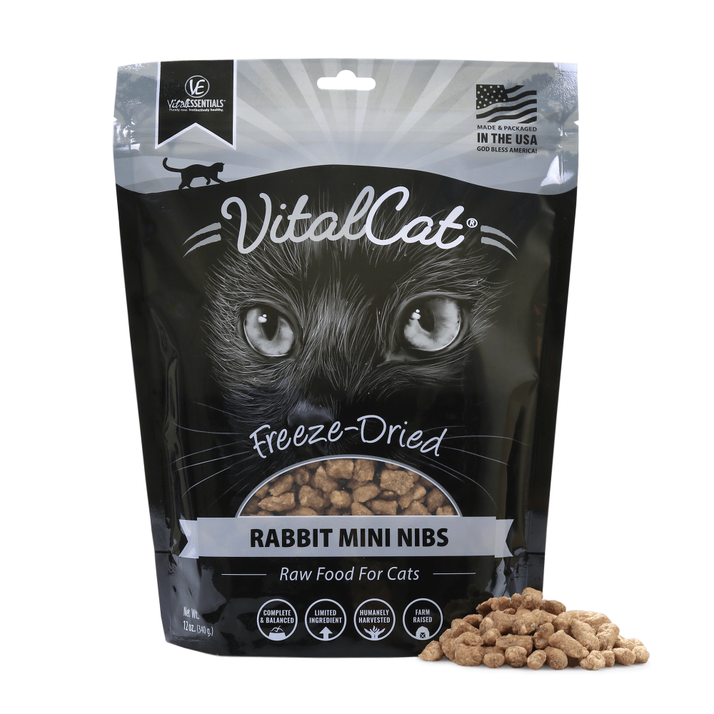 Vital Essentials Grain Free Rabbit Mini Nibs Freeze Dried Raw Food for Cats