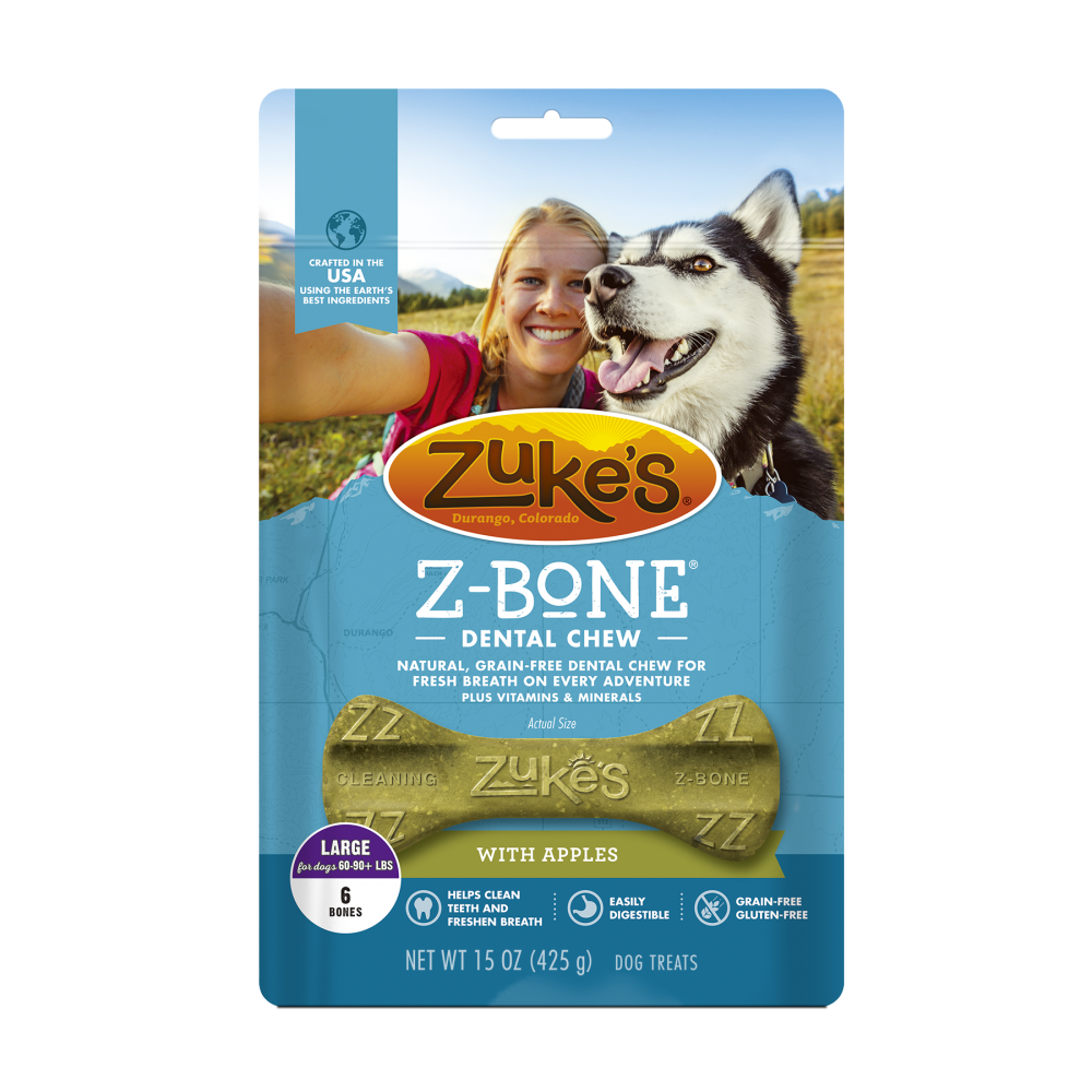 Zukes Z-Bones Grain Free Clean Apple Crisp Dental Dog Treats