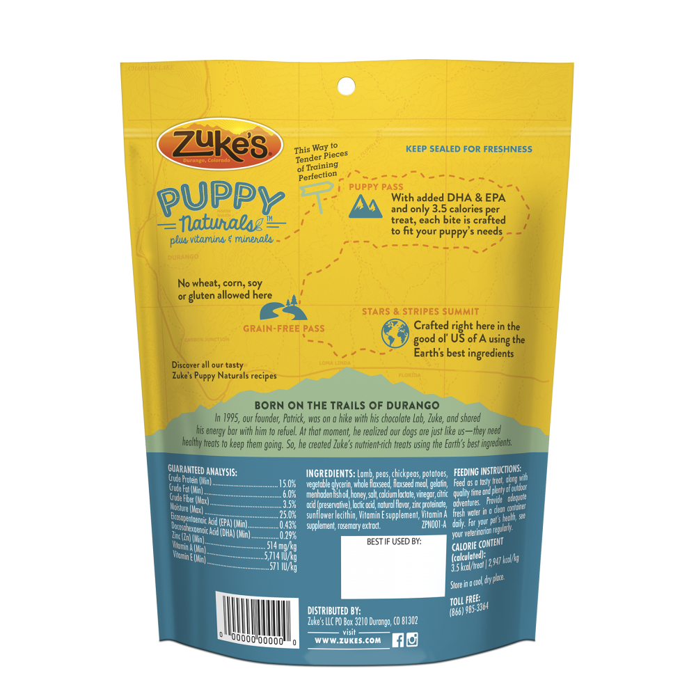 Zukes Puppy Naturals Grain Free Lamb and Chickpea Dog Treats