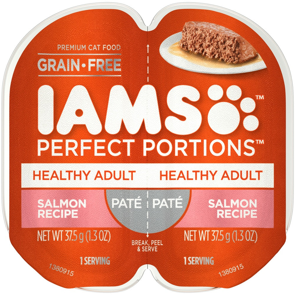 Iams Perfect Portions Healthy Adult Salmon Pate Wet Cat Food Tray