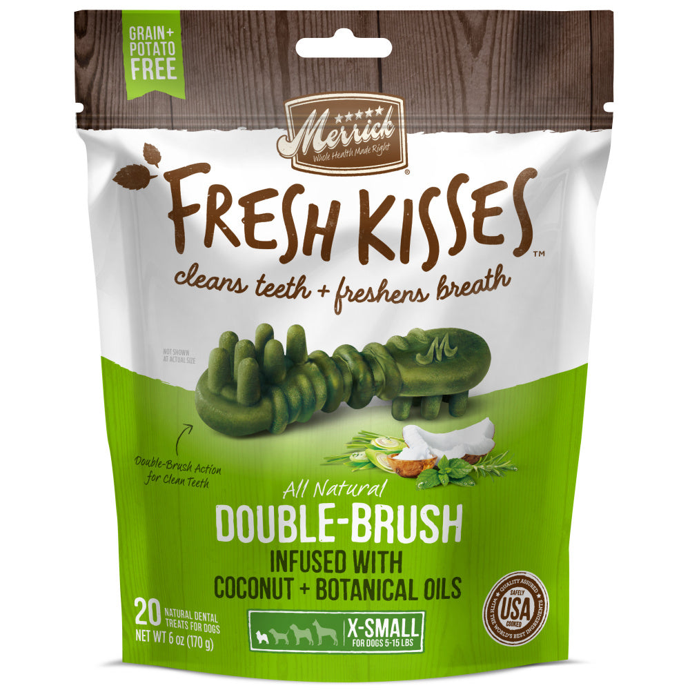 Merrick Fresh Kisses Dog Dental Treats Coconut Plus Botanical Oils Recipe Dog Treats for Toy Breeds