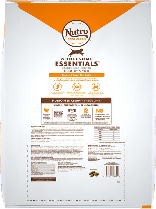 Nutro Wholesome Essentials Senior Cat Chicken and Brown Rice Dry Cat Food