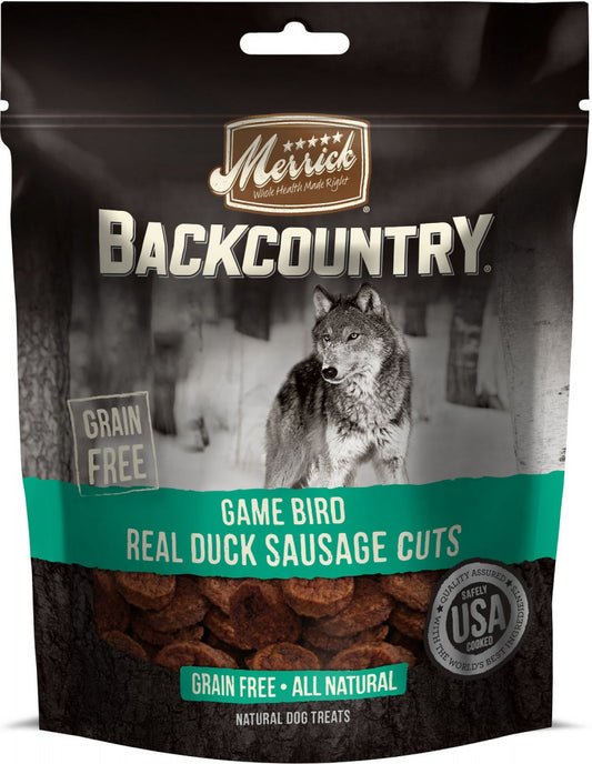 Merrick Backcountry Game Bird Grain Free Real Duck Sausage Cuts Dog Treats