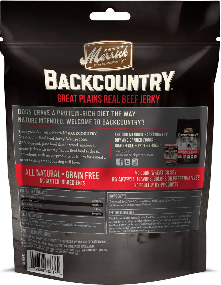 Merrick Backcountry Great Plains Grain Free Real Beef Jerky Dog Treats