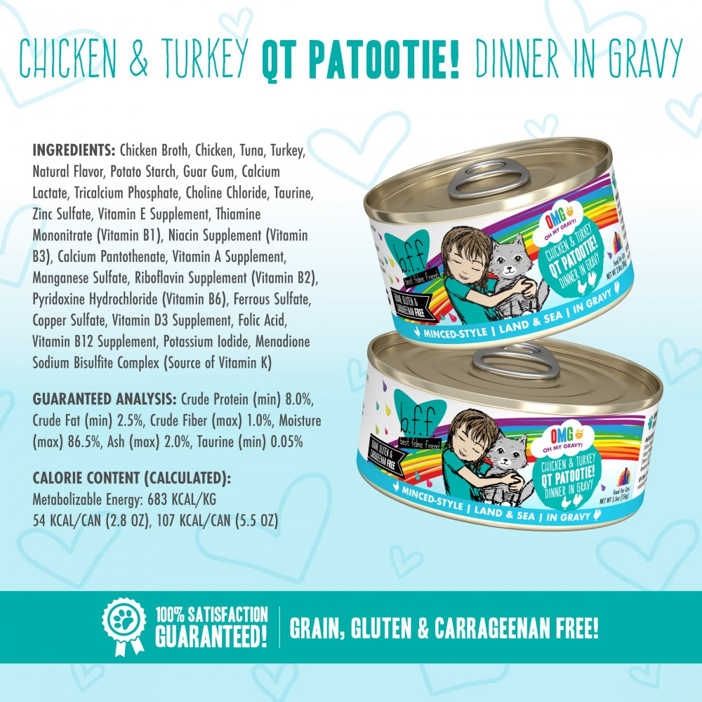 Weruva BFF Oh My Gravy QT Patootie Grain Free Chicken & Turkey in Gravy Canned Cat Food