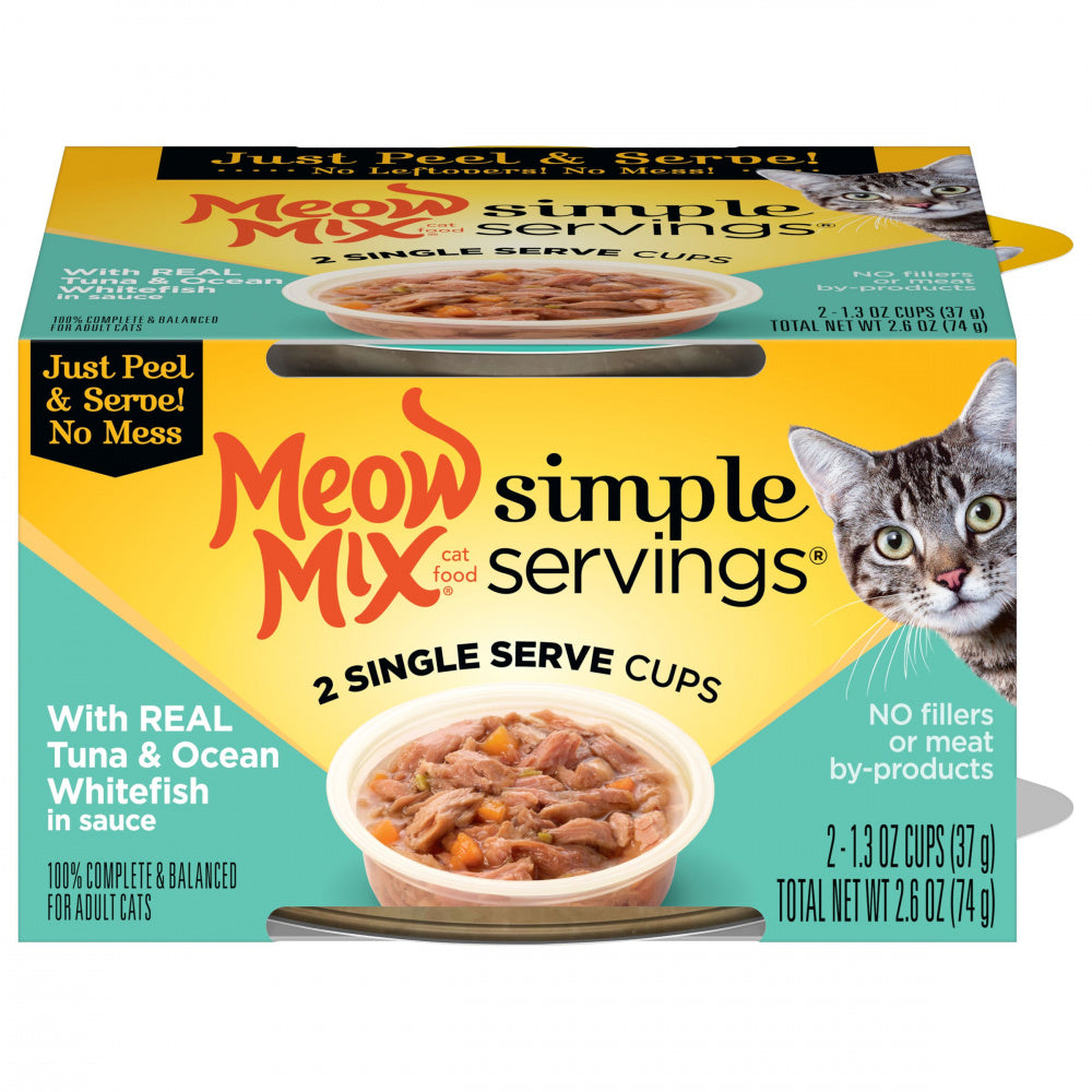 Meow Mix Simple Servings Adult Tuna and Ocean Whitefish Recipe Cat Food Tray