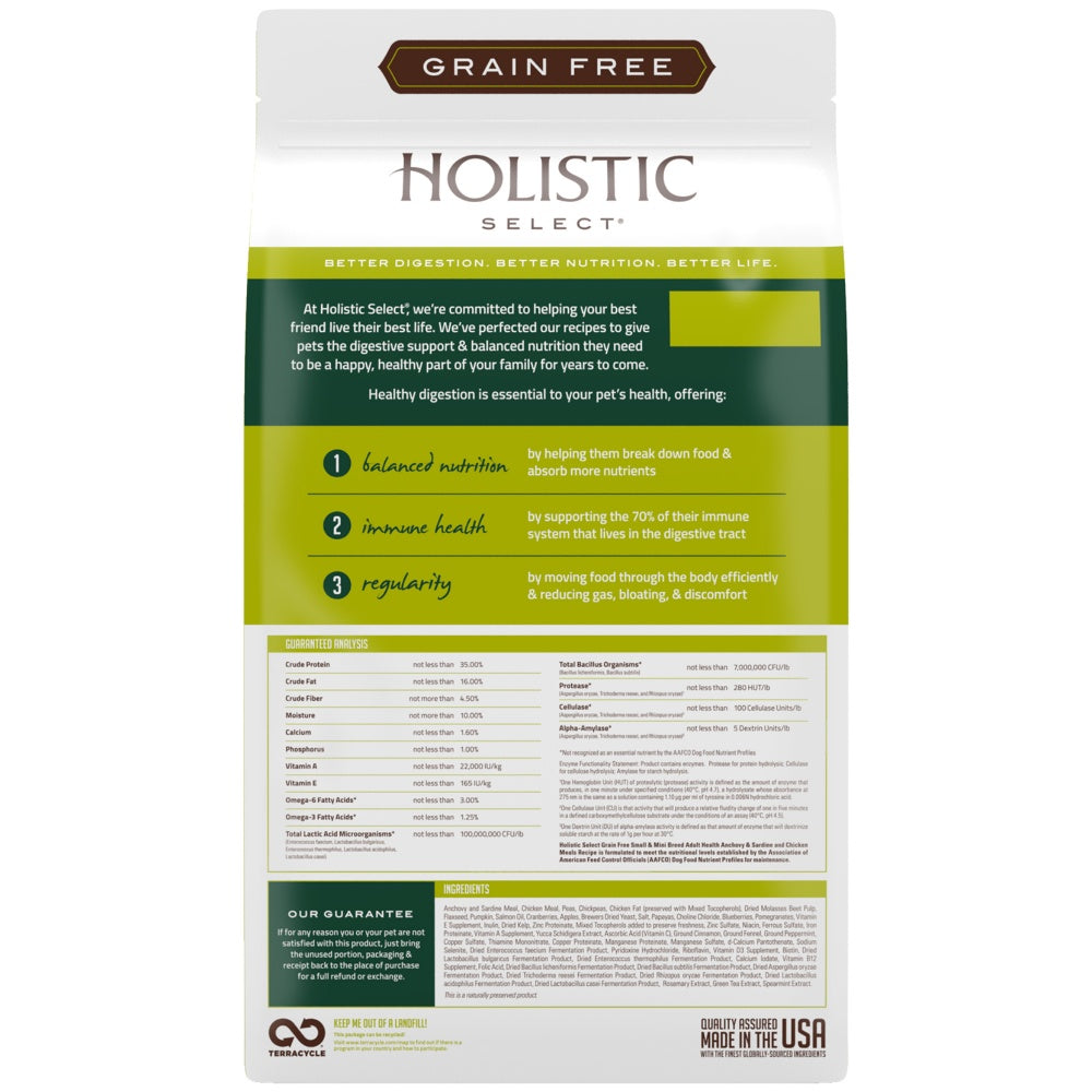 Holistic Select Natural Grain Free Small and Mini Breed Anchovy, Sardine, and Chicken Meal Dry Dog Food