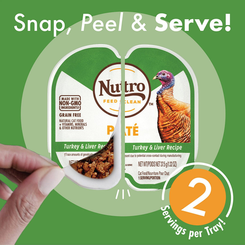 Nutro Perfect Portions Adult Grain Free Turkey & Liver Pate Wet Cat Food Trays