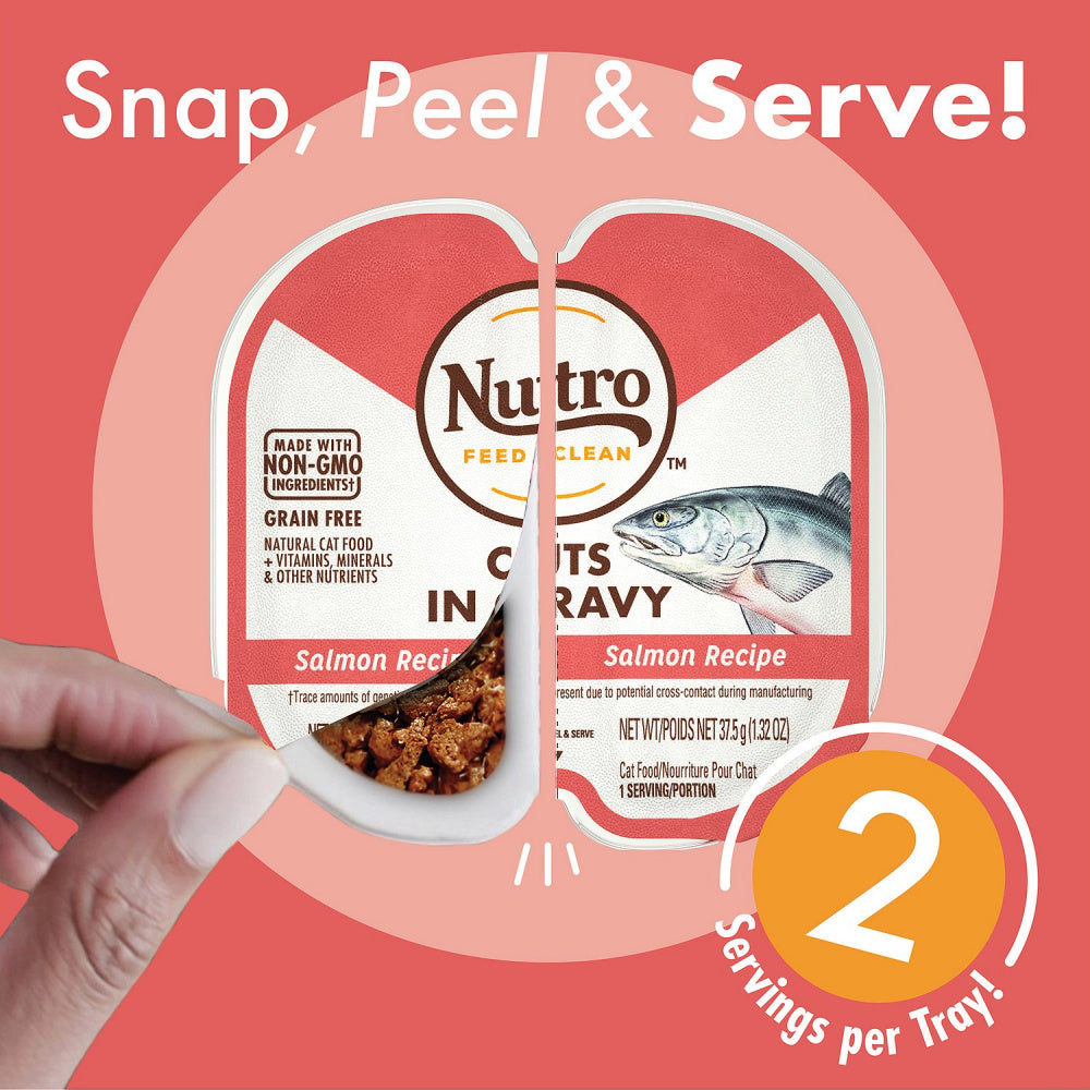 Nutro Perfect Portions Grain Free Cuts In Gravy Real Salmon Recipe Wet Cat Food Trays