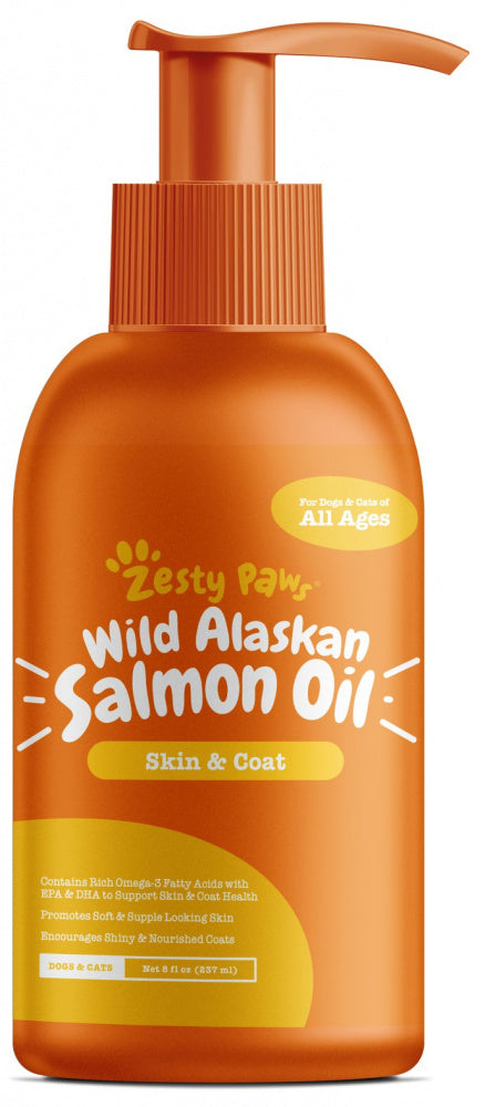 Zesty Paws Natural Skin & Coat Support Pure Wild Alaskan Salmon Oil for Dogs & Cats