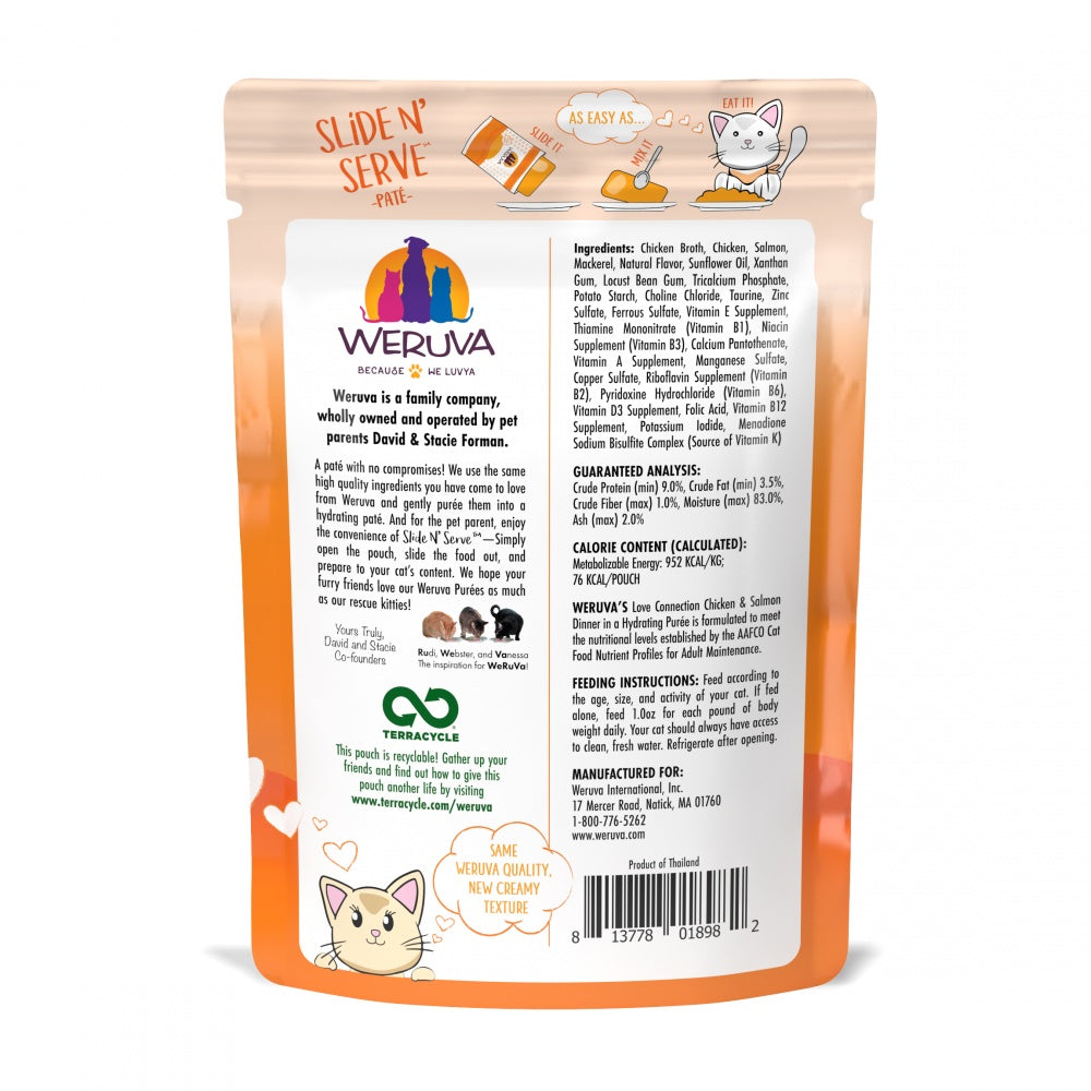 Weruva Slide N' Serve Grain Free Love Connection Chicken & Salmon Dinner Wet Cat Food Pouch