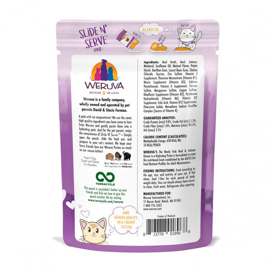 Weruva Slide N' Serve Grain Free The Newly Feds Beef & Salmon Dinner Wet Cat Food Pouch