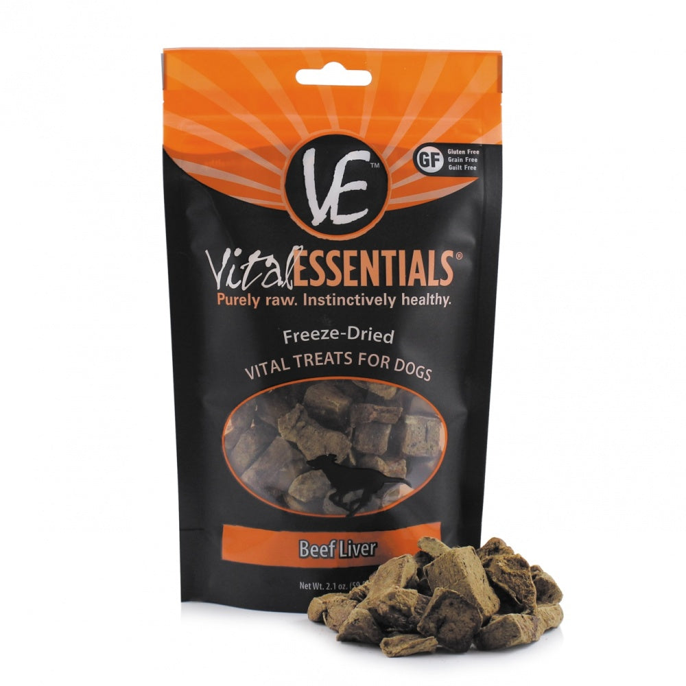 Vital Essentials Freeze Dried Grain Free Beef Liver Limited Ingredient Dog Treats