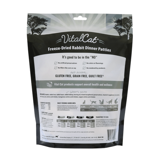 Vital Essential Grain Free Rabbit Dinner Patties Freeze Dried Raw Food for Cats