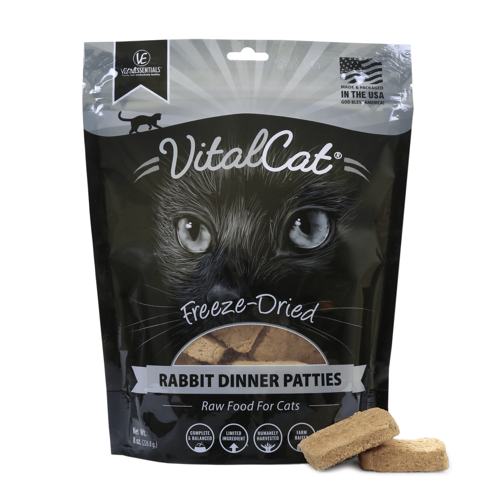 Vital Essential Grain Free Rabbit Dinner Patties Freeze Dried Raw Food for Cats