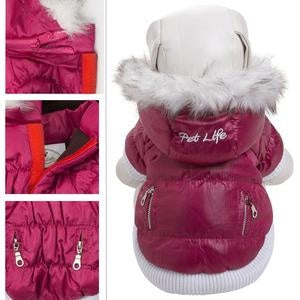 Pet Life Metallic Pink Fashion Parka Insulated Dog Coat with Removable Hood